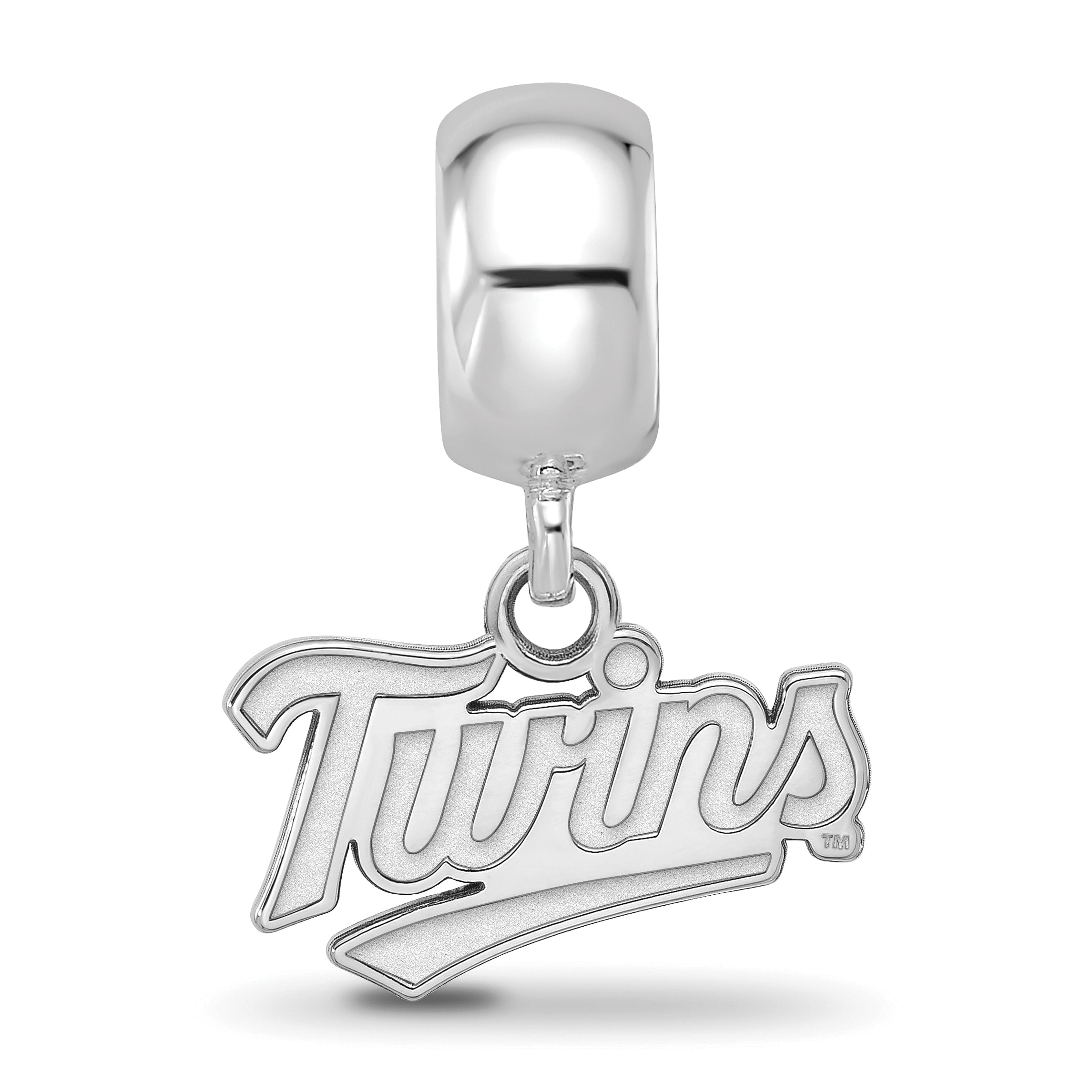 Sterling Silver Rhodium-plated MLB LogoArt Minnesota Twins T-C Extra Small Dangle Bead