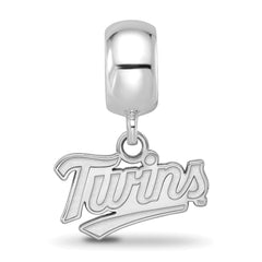 Sterling Silver Rhodium-plated MLB LogoArt Minnesota Twins T-C Extra Small Dangle Bead