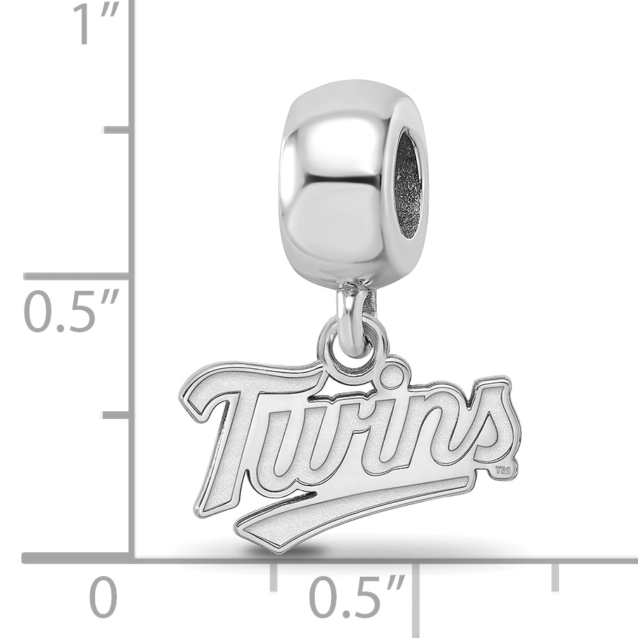 Sterling Silver Rhodium-plated MLB LogoArt Minnesota Twins T-C Extra Small Dangle Bead