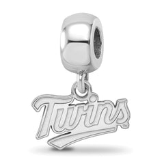 Sterling Silver Rhodium-plated MLB LogoArt Minnesota Twins T-C Extra Small Dangle Bead