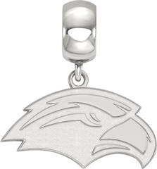 Sterling Silver Rhodium-plated LogoArt University of Southern Mississippi Eagle Small Dangle Bead Charm