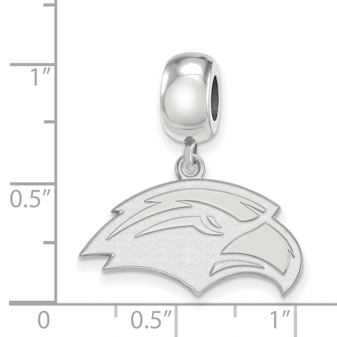 Sterling Silver Rhodium-plated LogoArt University of Southern Mississippi Eagle Small Dangle Bead Charm