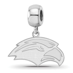 Sterling Silver Rhodium-plated LogoArt University of Southern Mississippi Eagle Small Dangle Bead Charm