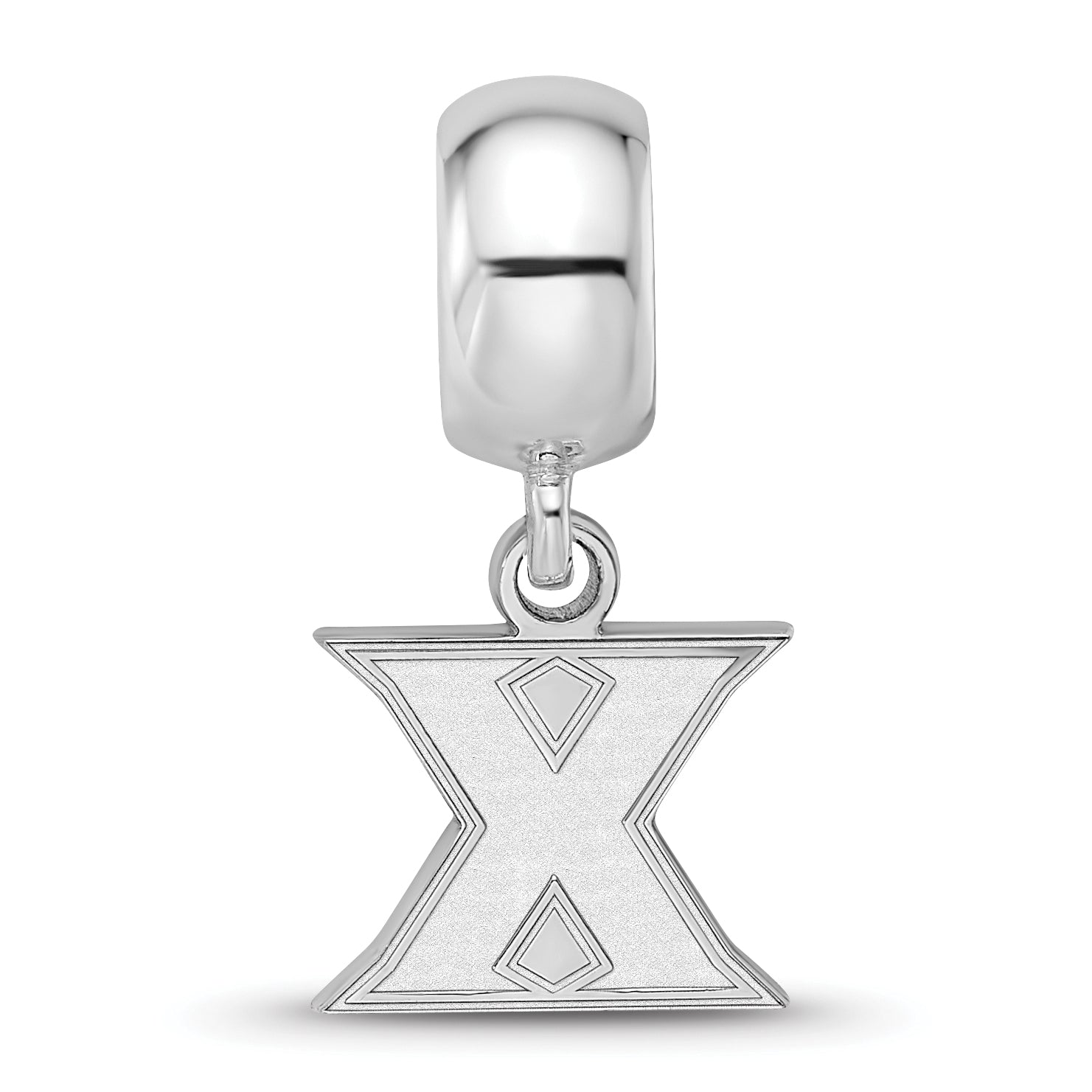 Sterling Silver Rhodium-plated LogoArt Xavier University Letter X Extra Small Dangle Bead Charm