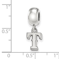 Sterling Silver Rhodium-plated MLB LogoArt Texas Rangers Letter T Extra Small Dangle Bead