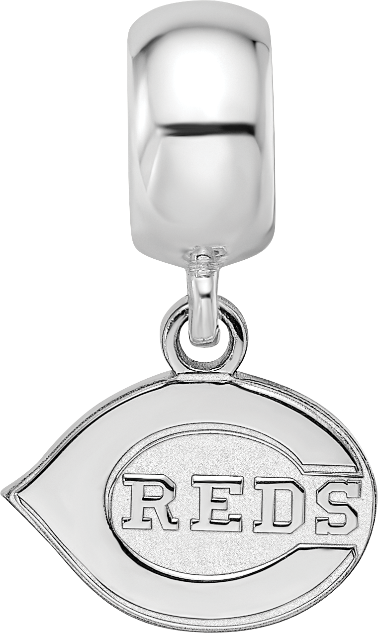 Sterling Silver Rhodium-plated MLB LogoArt Cincinnati Reds Extra Small Dangle Bead