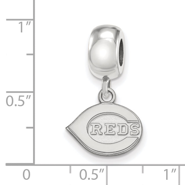 Sterling Silver Rhodium-plated MLB LogoArt Cincinnati Reds Extra Small Dangle Bead