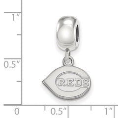 Sterling Silver Rhodium-plated MLB LogoArt Cincinnati Reds Extra Small Dangle Bead