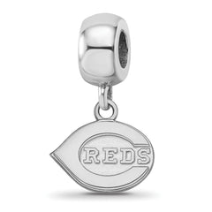 Sterling Silver Rhodium-plated MLB LogoArt Cincinnati Reds Extra Small Dangle Bead