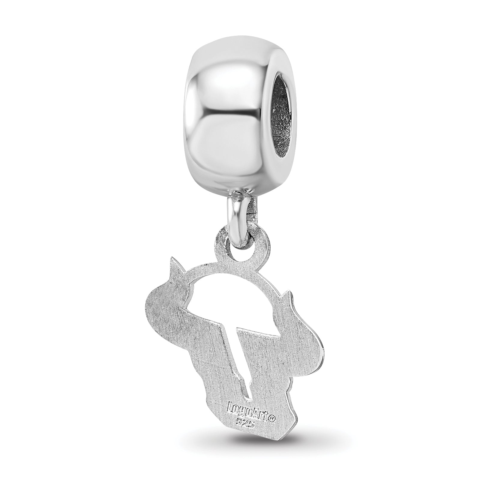 Sterling Silver Rhodium-plated LogoArt University of South Florida Bull Extra Small Dangle Bead Charm