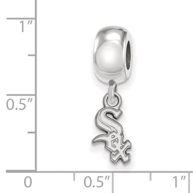 Sterling Silver Rhodium-plated MLB LogoArt Chicago White Sox Extra Small Dangle Bead