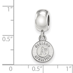 Sterling Silver Rhodium-plated MLB LogoArt Oakland Athletics Circle Extra Small Dangle Bead