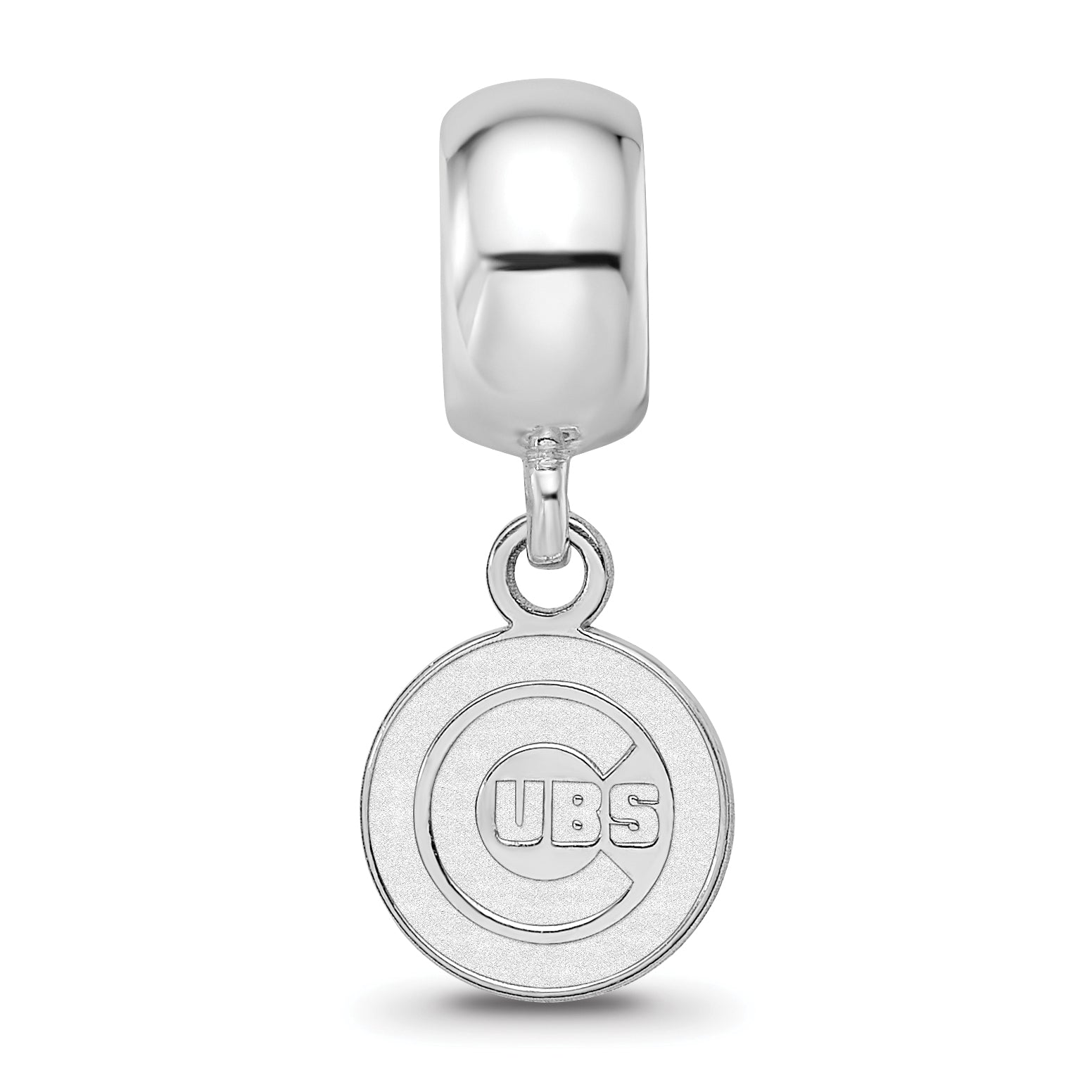 Sterling Silver Rhodium-plated MLB LogoArt Chicago Cubs Extra Small Dangle Bead