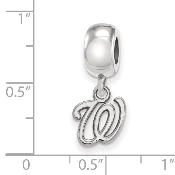 Sterling Silver Rhodium-plated MLB LogoArt Washington Nationals Letter W Extra Small Dangle Bead