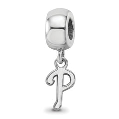 Sterling Silver Rhodium-plated MLB LogoArt Philadelphia Phillies Letter P Extra Small Dangle Bead