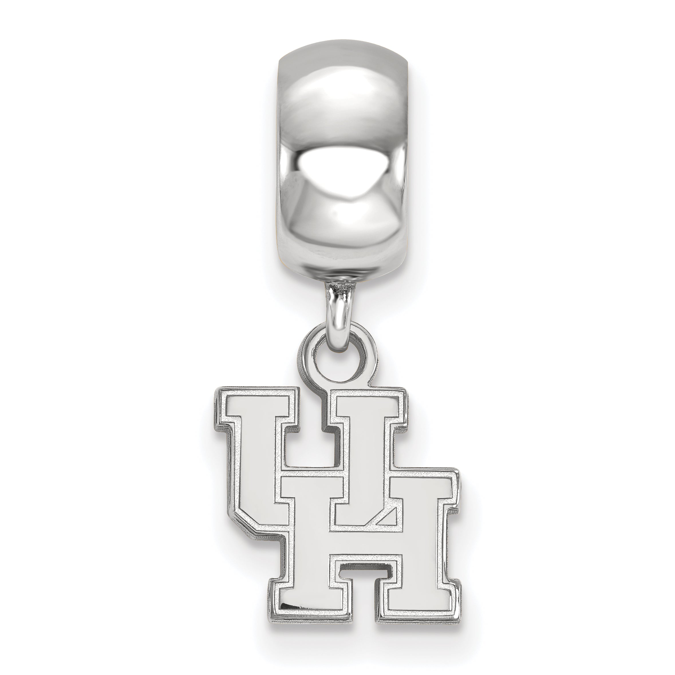 Sterling Silver Rhodium-plated LogoArt University of Houston U-H Extra Small Dangle Bead Charm