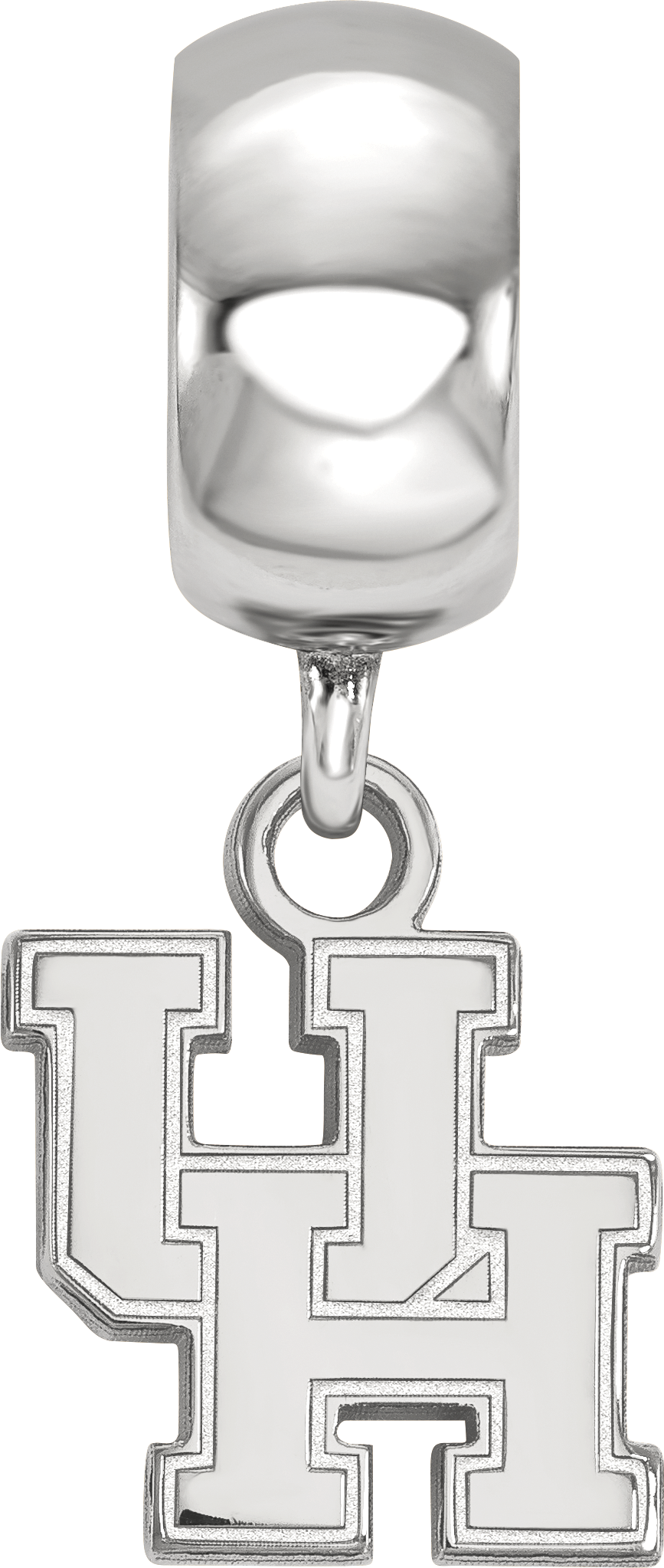 Sterling Silver Rhodium-plated LogoArt University of Houston U-H Extra Small Dangle Bead Charm