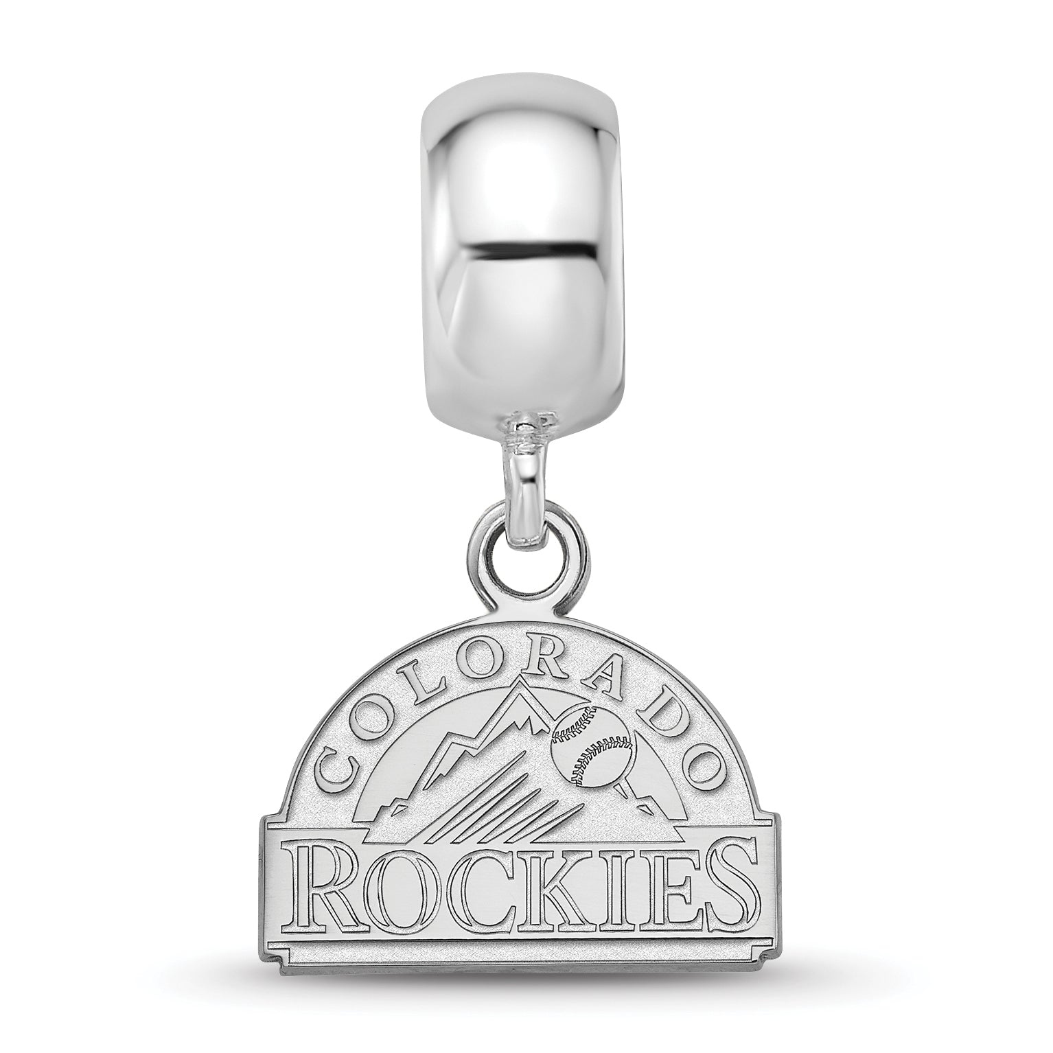 Sterling Silver Rhodium-plated MLB LogoArt Colorado Rockies Extra Small Dangle Bead