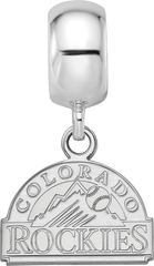 Sterling Silver Rhodium-plated MLB LogoArt Colorado Rockies Extra Small Dangle Bead