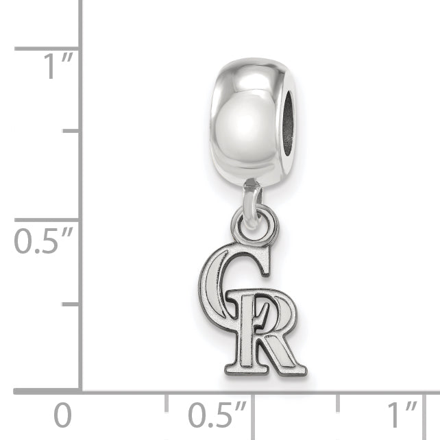 Sterling Silver Rhodium-plated MLB LogoArt Colorado Rockies Extra Small Dangle Bead