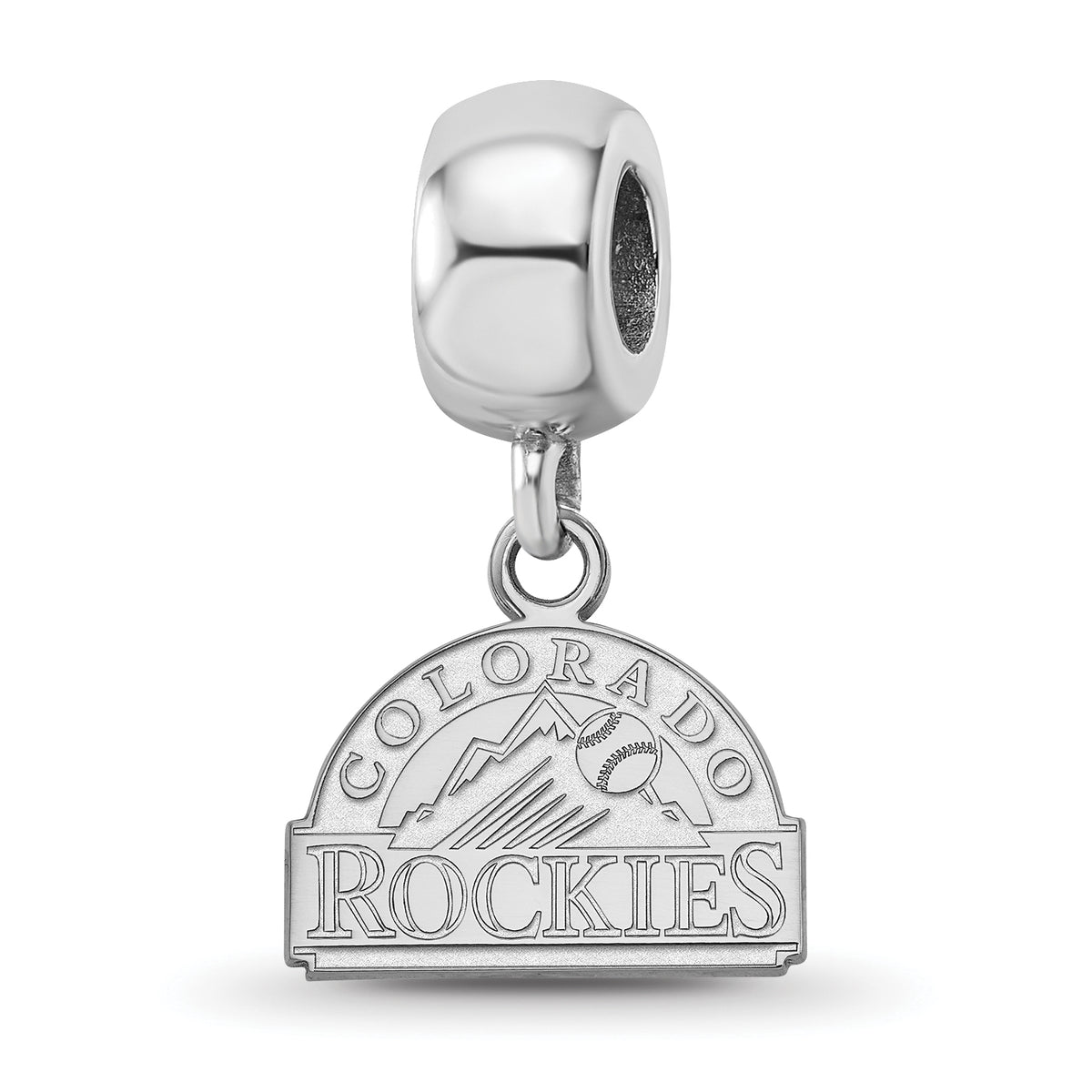 Sterling Silver Rhodium-plated MLB LogoArt Colorado Rockies Extra Small Dangle Bead