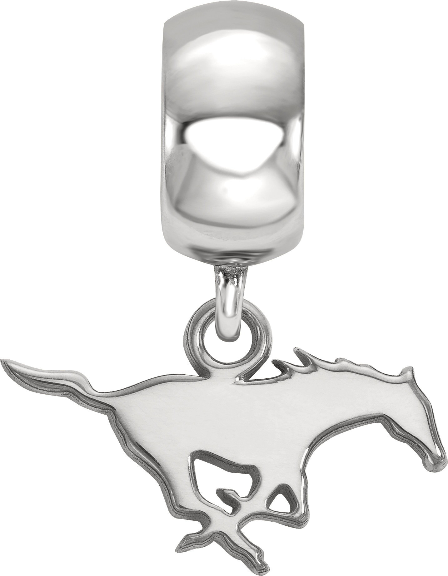 Sterling Silver Rhodium-plated LogoArt Southern Methodist University Mustang Extra Small Dangle Bead Charm