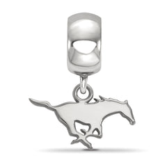 Sterling Silver Rhodium-plated LogoArt Southern Methodist University Mustang Extra Small Dangle Bead Charm