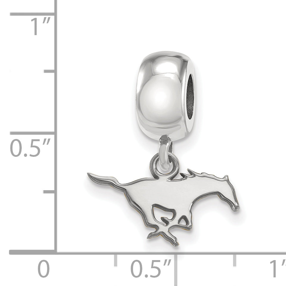 Sterling Silver Rhodium-plated LogoArt Southern Methodist University Mustang Extra Small Dangle Bead Charm