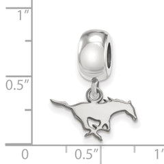 Sterling Silver Rhodium-plated LogoArt Southern Methodist University Mustang Extra Small Dangle Bead Charm