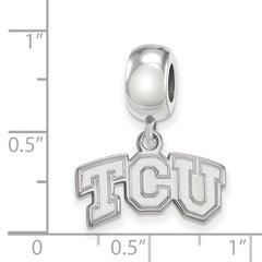 Sterling Silver Rhodium-plated LogoArt Texas Christian University T-C-U Extra Small Dangle Bead Charm