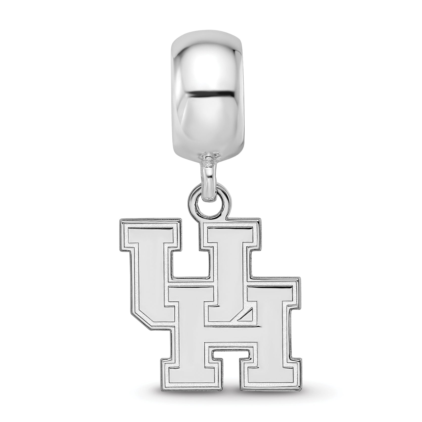 Sterling Silver Rhodium-plated LogoArt University of Houston U-H Small Dangle Bead Charm