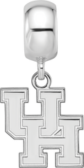 Sterling Silver Rhodium-plated LogoArt University of Houston U-H Small Dangle Bead Charm