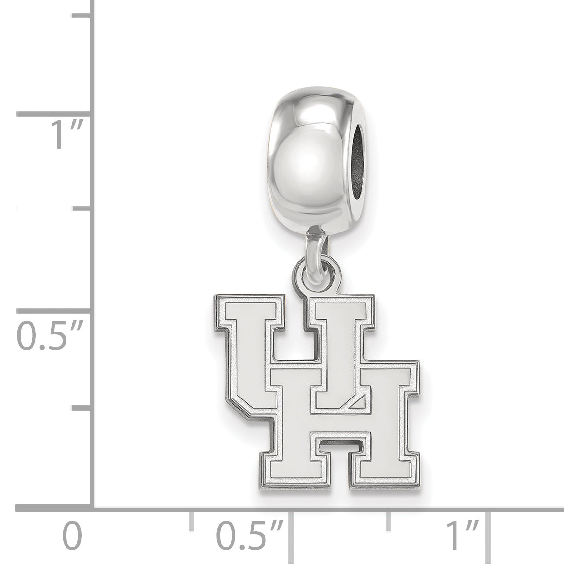 Sterling Silver Rhodium-plated LogoArt University of Houston U-H Small Dangle Bead Charm