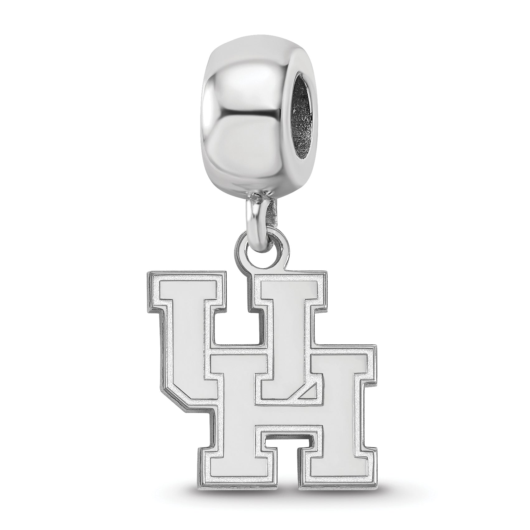 Sterling Silver Rhodium-plated LogoArt University of Houston U-H Small Dangle Bead Charm