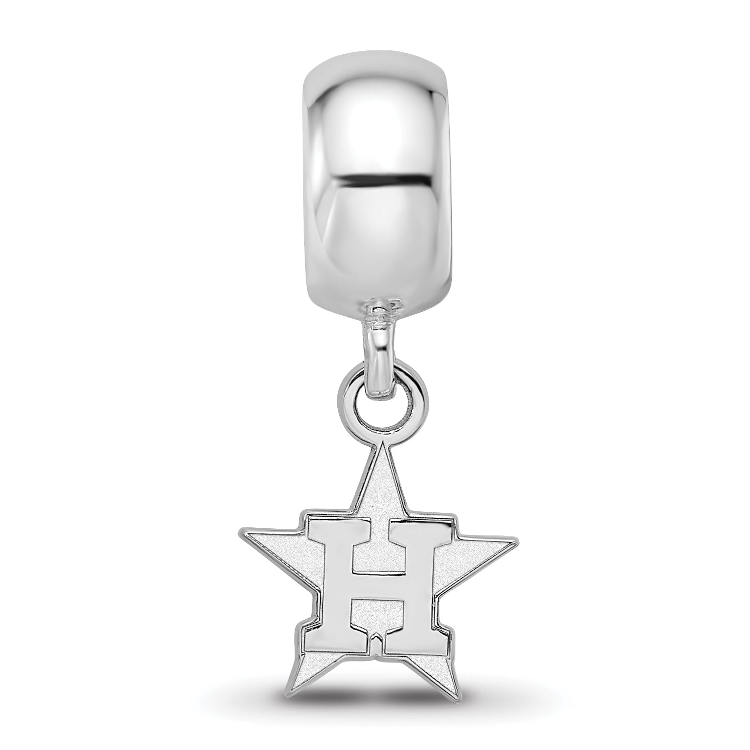 Sterling Silver Rhodium-plated MLB LogoArt Houston Astros Letter H Star Extra Small Dangle Bead