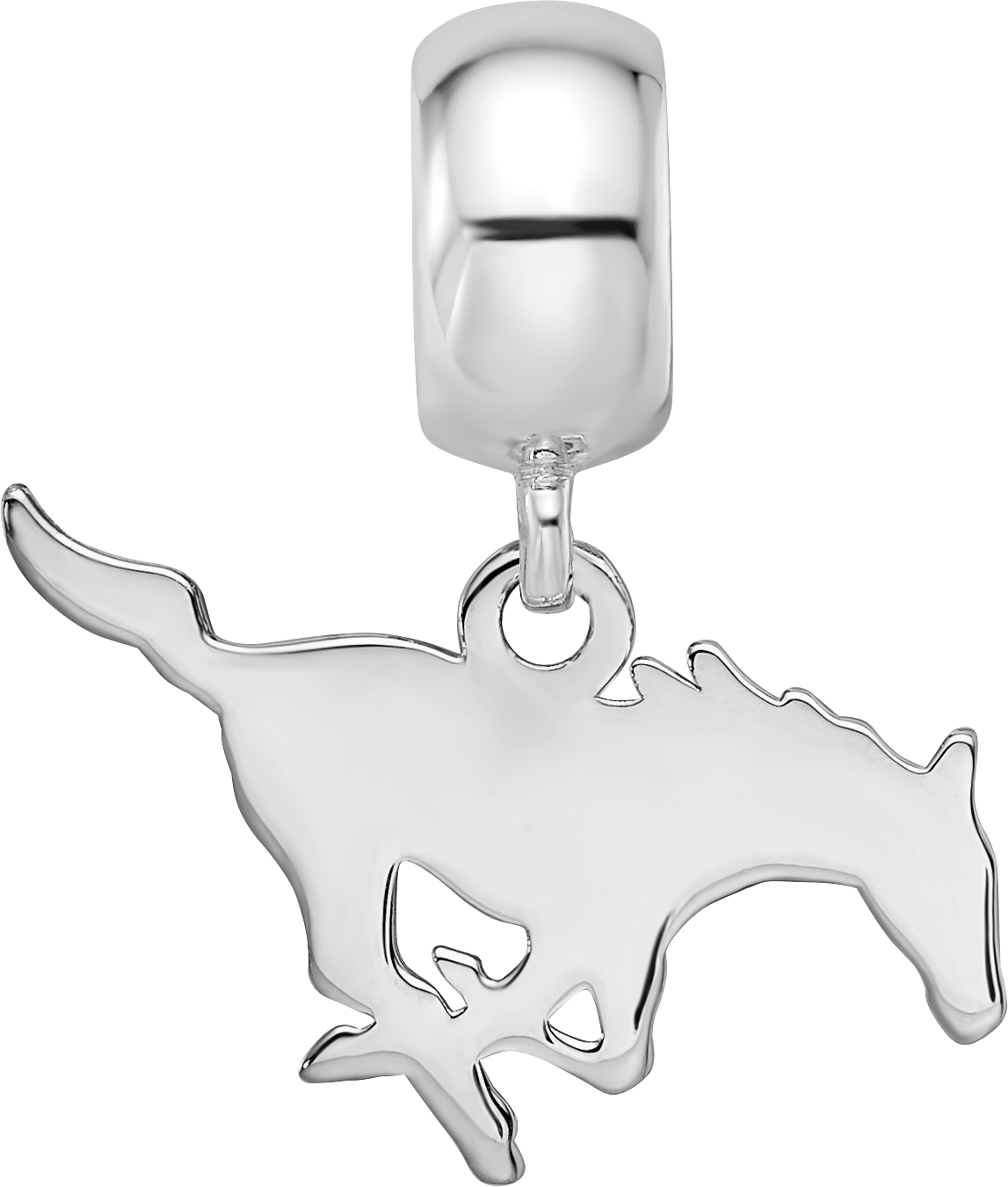 Sterling Silver Rhodium-plated LogoArt Southern Methodist University Mustang Small Dangle Bead Charm