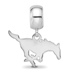 Sterling Silver Rhodium-plated LogoArt Southern Methodist University Mustang Small Dangle Bead Charm