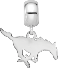 Sterling Silver Rhodium-plated LogoArt Southern Methodist University Mustang Small Dangle Bead Charm