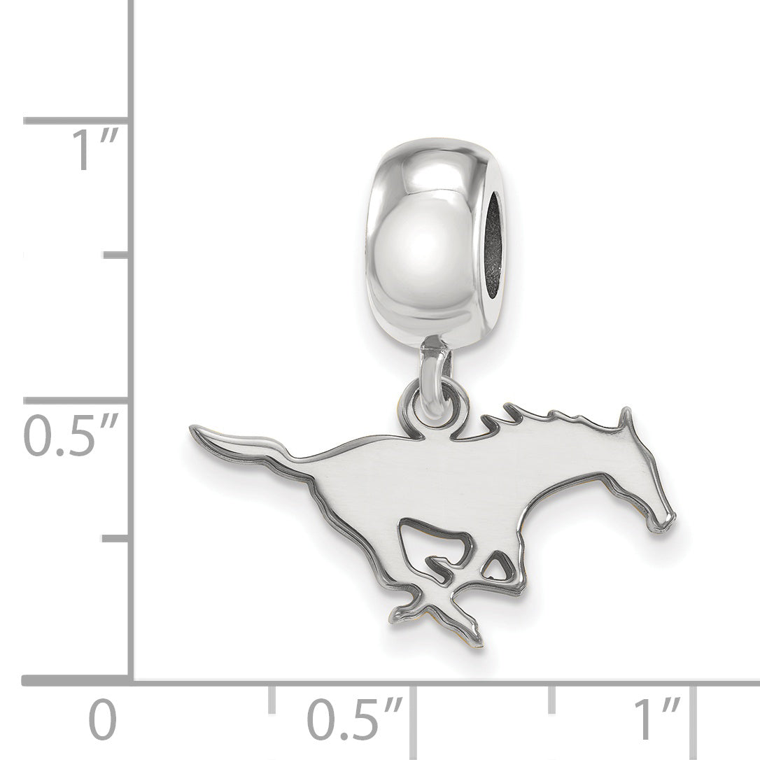 Sterling Silver Rhodium-plated LogoArt Southern Methodist University Mustang Small Dangle Bead Charm