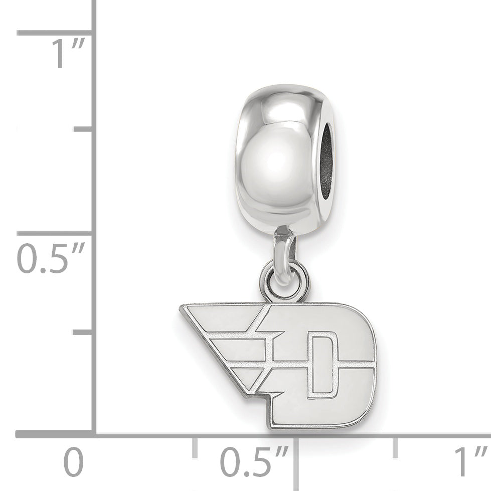 Sterling Silver Rhodium-plated LogoArt University of Dayton Extra Small Dangle Bead Charm