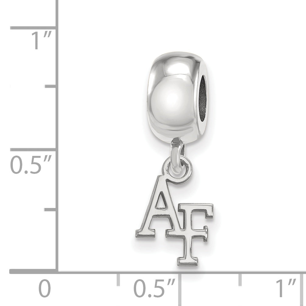 Sterling Silver Rhodium-plated LogoArt United States Air Force Academy A-F Extra Small Dangle Bead