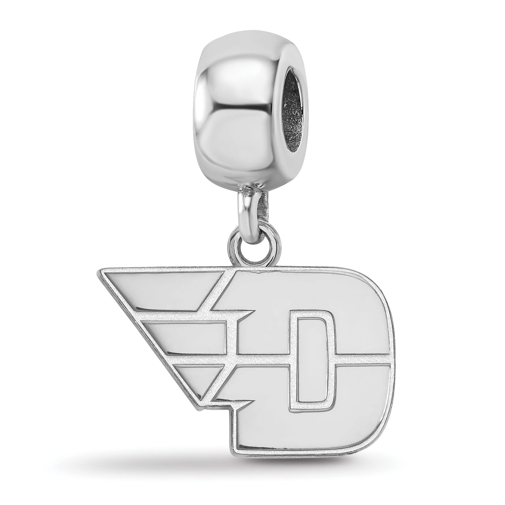 Sterling Silver Rhodium-plated LogoArt University of Dayton Small Dangle Bead Charm