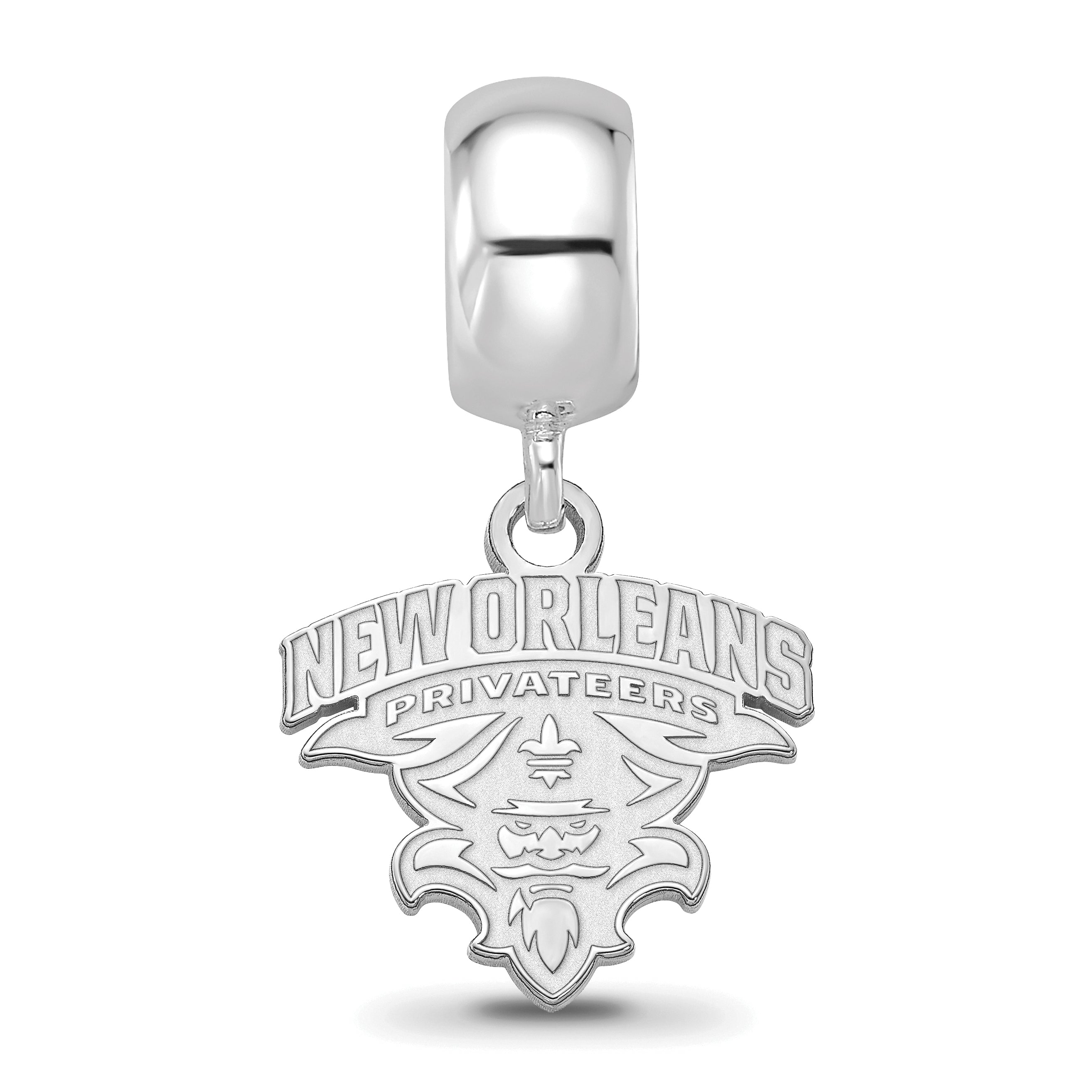 Sterling Silver Rhodium-plated LogoArt University of New Orleans U-N-O Small Dangle Bead Charm