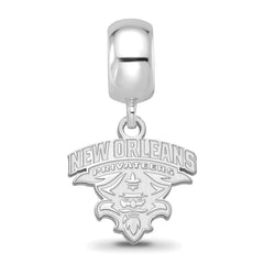 Sterling Silver Rhodium-plated LogoArt University of New Orleans U-N-O Small Dangle Bead Charm