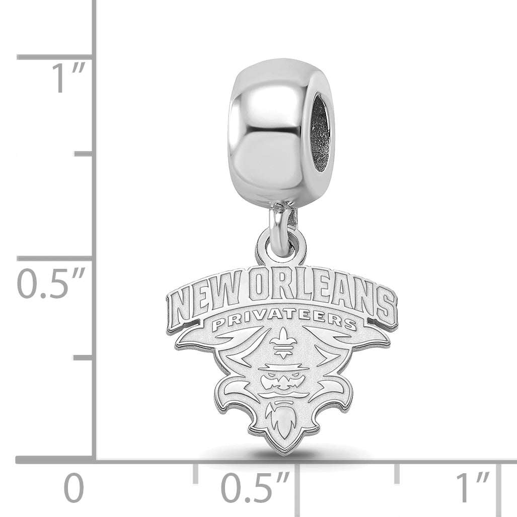 Sterling Silver Rhodium-plated LogoArt University of New Orleans U-N-O Small Dangle Bead Charm