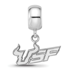 Sterling Silver Rhodium-plated LogoArt University of South Florida U-S-F Small Dangle Bead Charm