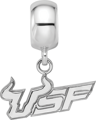 Sterling Silver Rhodium-plated LogoArt University of South Florida U-S-F Small Dangle Bead Charm