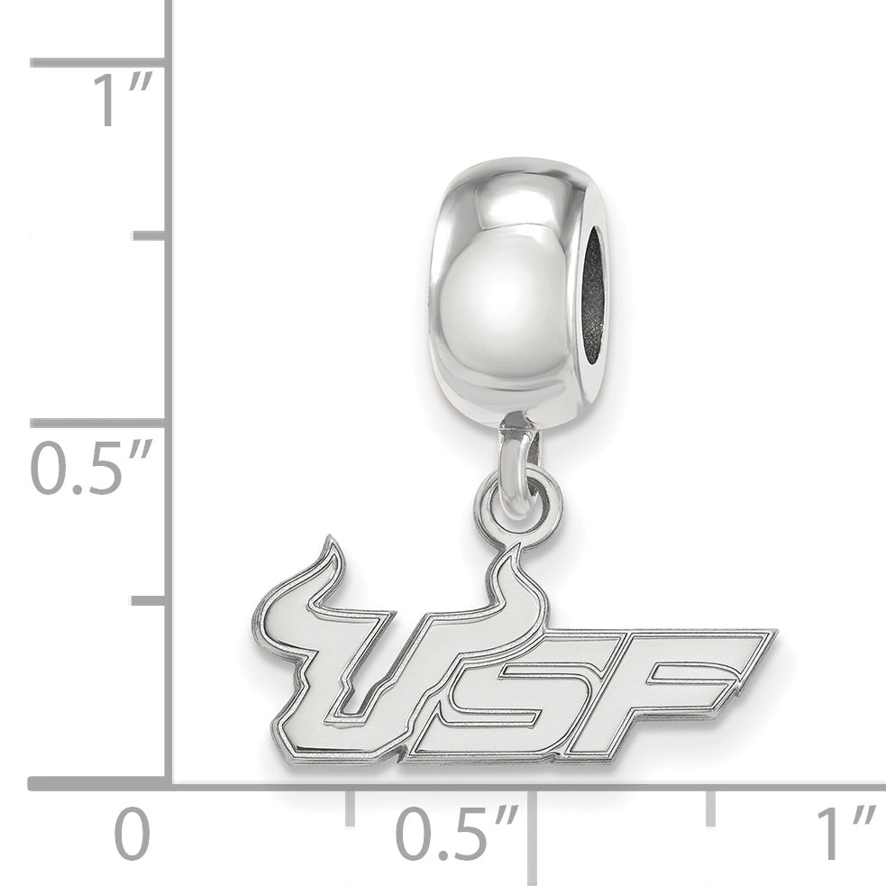 Sterling Silver Rhodium-plated LogoArt University of South Florida U-S-F Small Dangle Bead Charm