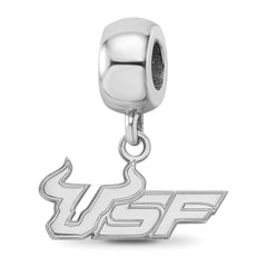 Sterling Silver Rhodium-plated LogoArt University of South Florida U-S-F Small Dangle Bead Charm