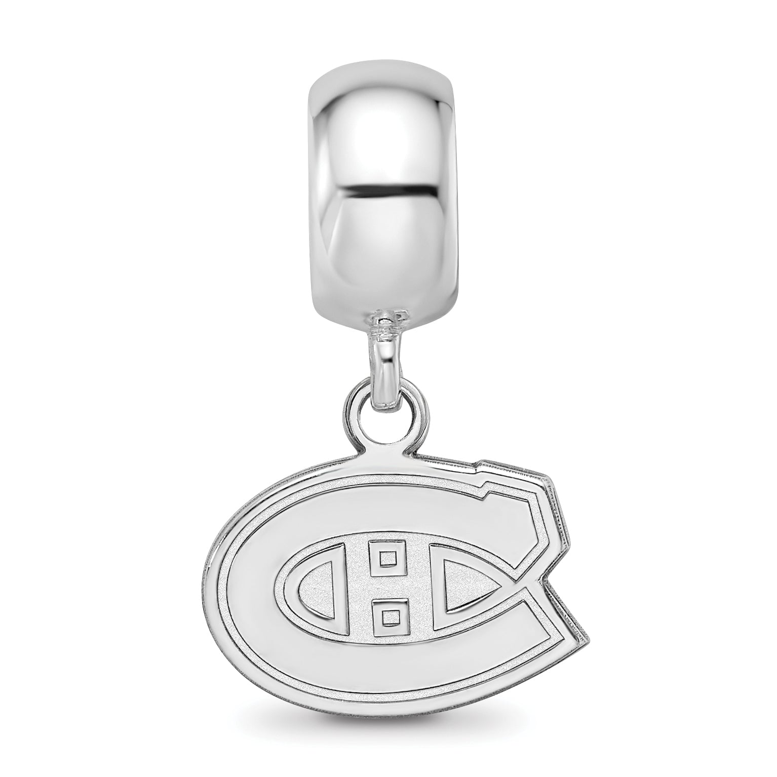 Sterling Silver Rhodium-plated NHL LogoArt Montreal Canadiens Extra Small Dangle Bead Charm